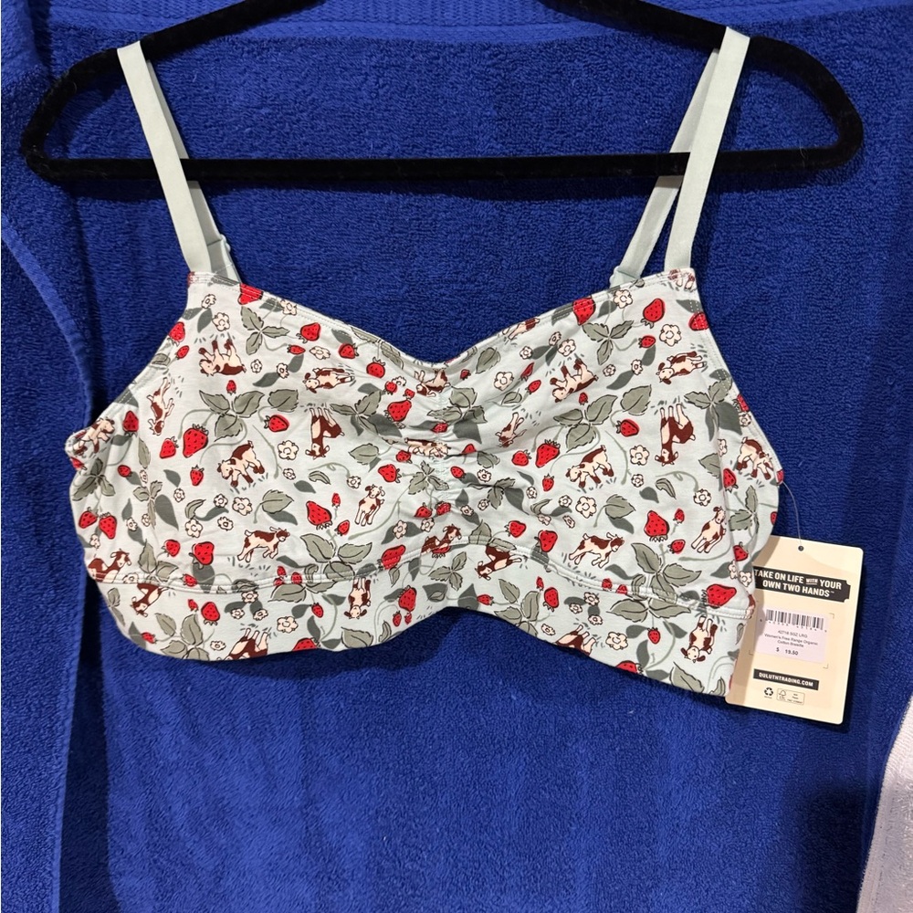Duluth Trading Co Floral Print Bra - White and Red